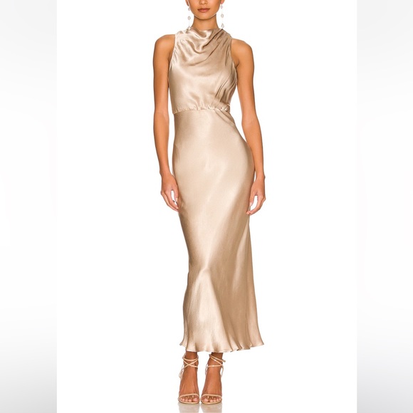 Shona Joy Dresses & Skirts - Shona Joy Gold La Lune High Neck Midi Dress Size AU10 / US6 - worn once